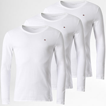 Tommy Hilfiger - Lote de 3 camisetas Signature de manga larga 3378 Blanco