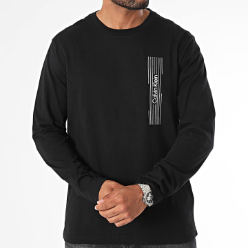 Calvin Klein - Maglietta a maniche lunghe con logo orizzontale 3589 Nero