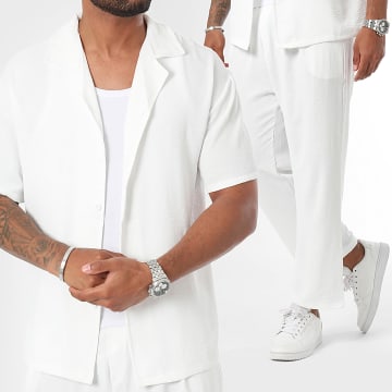 Frilivin - Set camicia e pantaloni bianchi a maniche corte
