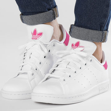 Adidas Originals - Baskets Femme Stan Smith J IE9141 Footwear White Semi Lucid Fuchsia