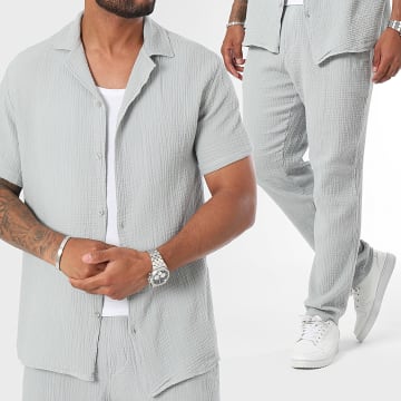 Frilivin - Set camicia e pantaloni a maniche corte grigio