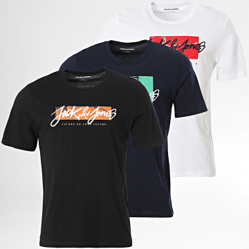Jack And Jones - Juego De 3 Camisetas Tiley Azul Marino Blanco Negro