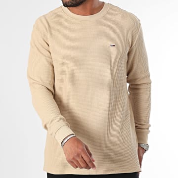 Tommy Jeans - Tee Shirt Manches Longues Waffle 9216 Beige