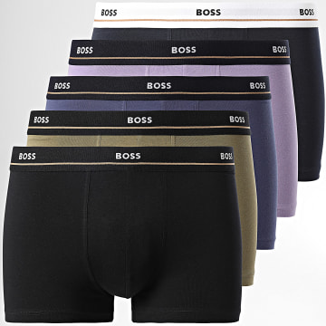 BOSS - Pack De 5 Boxers Esenciales 50517854 Negro Lila Azul Marino Verde Real Caqui