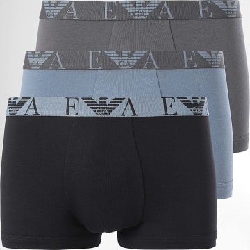 Emporio Armani - Lot De 3 Boxers 111357-4F715 Noir Gris Bleu Ardoise