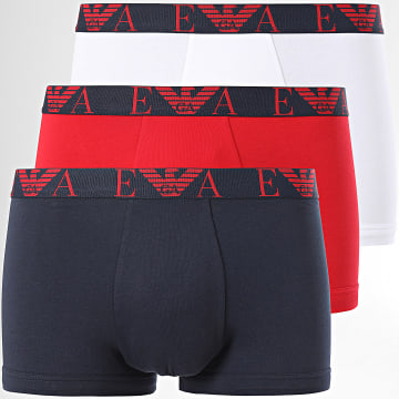 Emporio Armani - Lot De 3 Boxers 111357-4F715 Bleu Marine Blanc Rouge