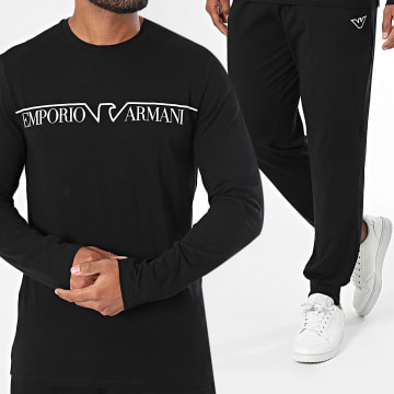 Emporio Armani - Conjunto de camiseta de manga larga y pantalón de chándal 112033-4F516 Negro