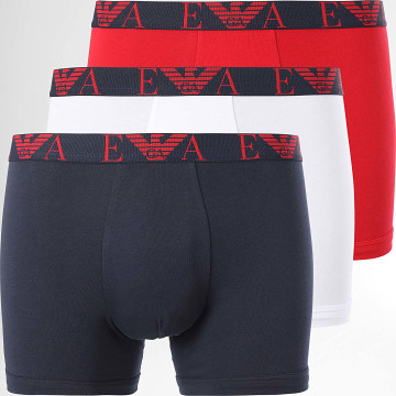 Emporio Armani - Set De 3 Boxers 111473-4F715 Azul Marino Blanco Rojo