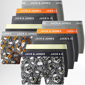 Jack And Jones - Lot De 10 Boxers Chugo Skulls Gris Anthracite Vert Kaki Bleu Marine Noir