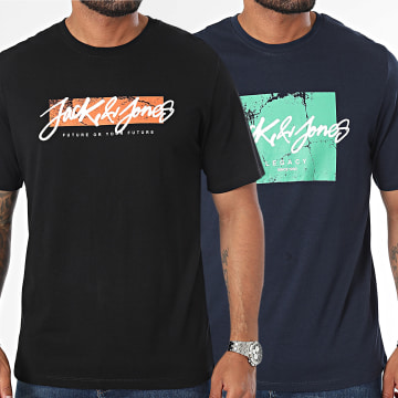 Jack And Jones - Set di 2 magliette Tiley nero navy
