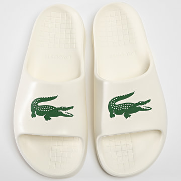 Lacoste - Claquettes Serve Slide 2.0 Logo Crocodile Beige