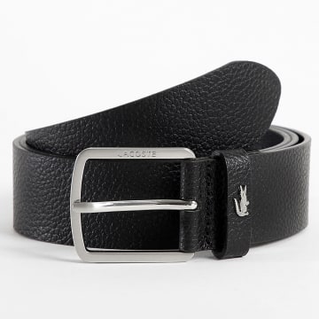 Lacoste - Ceinture En Cuir Avec Logo Crocodile Metal Noir