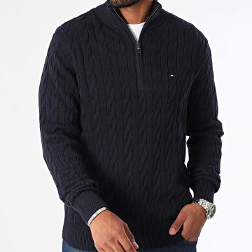 Tommy Hilfiger - Pull Classic Cable Zip 6532 Bleu Marine