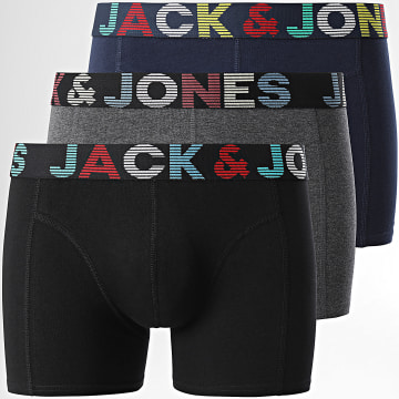 Jack And Jones - Lot De 3 Boxers Ethan Gris chiné Bleu Marine Noir