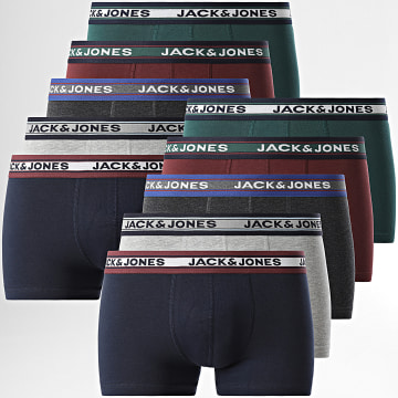 Jack And Jones - Lot De 10 Boxers Solid Gris Chiné Bordeaux Vert Foncé Bleu Marine