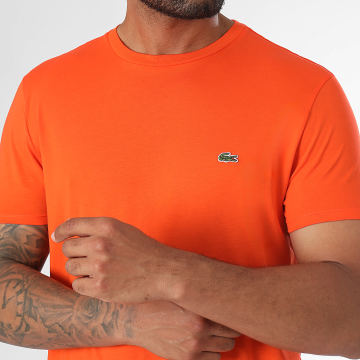 Lacoste - Tee Shirt Logo Brodé Crocodile Regular Fit Orange