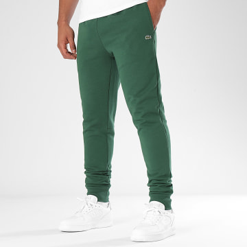 Lacoste - Pantalon Jogging Logo Brodé Crocodile Slim Fit Vert Foncé