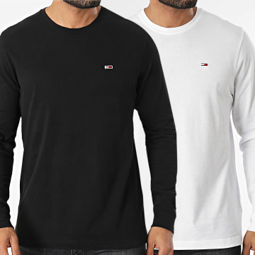 Tommy Jeans - Lot De 2 Tee Shirts Manches Longues 0731 Blanc Noir