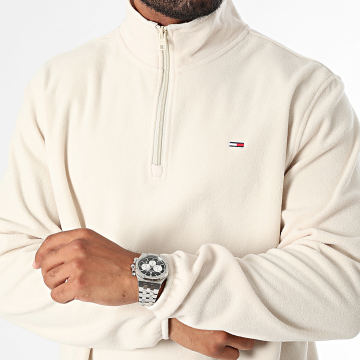 Tommy Jeans - Sweat Col Zippé Polaire Regular Fit Flag Polar 0508 Beige