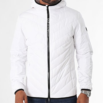 EA7 Emporio Armani - Veste Zippé Capuche 8NPB14-PNE1Z Blanc Argenté