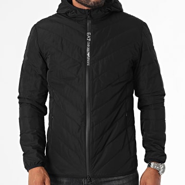 EA7 Emporio Armani - Veste Zippé Capuche 8NPB14-PNE1Z Noir Argenté