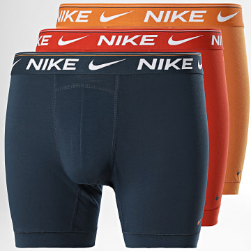 Nike - Lot De 3 Boxers KE1257 Orange Rouge Brique Bleu Marine