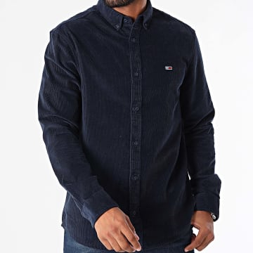 Tommy Jeans - Regelmatig Corduroy Shirt met Lange Mouw 0461 Marineblauw