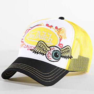 Von Dutch - Casquette Trucker Cas1 Blanc Noir Jaune