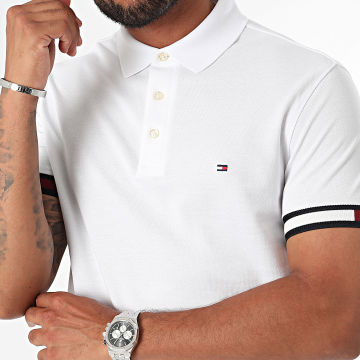 Tommy Hilfiger - Polo Manches Courtes Slim Flag Cuff 3156 Blanc