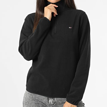 Tommy Jeans - Sudadera Flag Polar 9751 Negra Cuello Cremallera Mujer