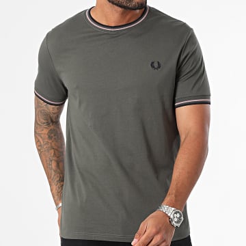 Fred Perry - T-shirts met dubbele punt M1588 Kaki Groen