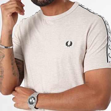 Fred Perry - Tee Shirt A Bandes Taped Ringer M4620 Beige Chiné