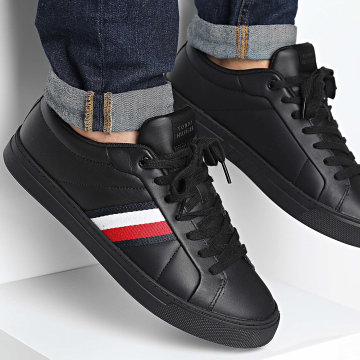 Tommy Hilfiger - Sneakers Icon Court in pelle a strisce 5163 nero
