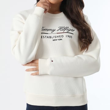 Tommy Hilfiger - Sudadera de cuello redondo para mujer Modern Script 3574 Beige claro