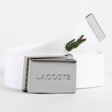 Lacoste - Ceinture Plaque Avec Logo Brodé Crocodile Blanc