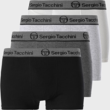 Sergio Tacchini - Lot De 4 Boxers Noir Blanc Gris Clair Chiné Gris Foncé Chiné