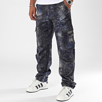 2Y Premium - Zwart Navy Regular Fit Jean Cargo Broek