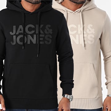 Jack And Jones - Lot De 2 Sweats A Capuche 12191761 Noir Beige