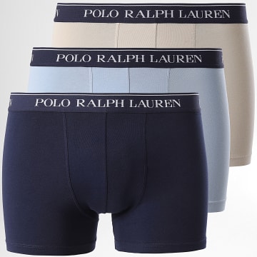 Polo Ralph Lauren - Set di 3 boxer beige blu navy