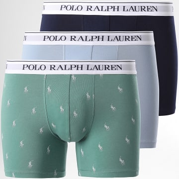 Polo Ralph Lauren - Lot De 3 Boxers Vert Bleu Marine Bleu Clair