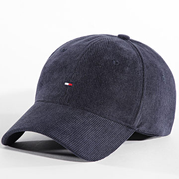 Tommy Hilfiger - Cappello a 6 pannelli morbido in velluto a coste Flag 2757 blu navy