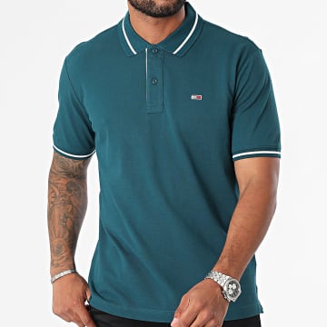 Tommy Jeans - Polo manica corta con punta 0745 Duck Blue