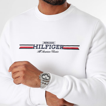 Tommy Hilfiger - Hilfiger gestreept sweatshirt met ronde hals 5530 wit