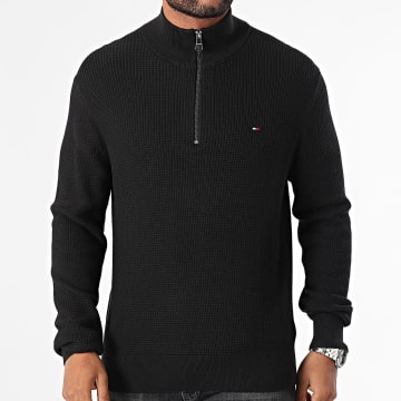 Tommy Hilfiger - Structure 6527 Jersey negro con cremallera y cuello alto