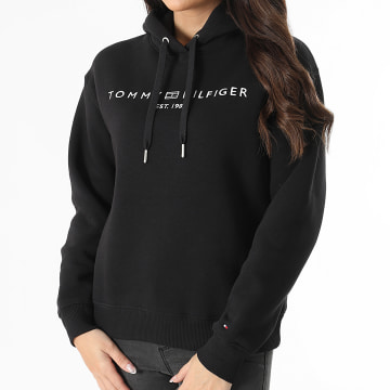 Tommy Hilfiger - Sudadera con capucha para mujer Corp Logo 3598 Negro