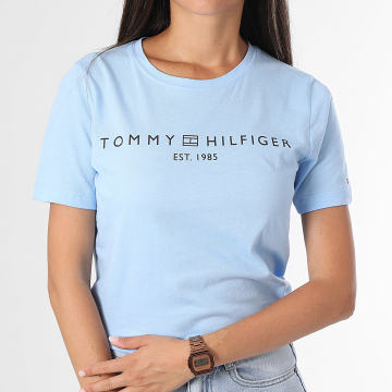 Tommy Hilfiger - Maglietta da donna Corp Logo 0276 Azzurro