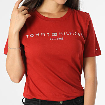 Tommy Hilfiger - Maglietta da donna Corp Logo 0276 rosso mattone