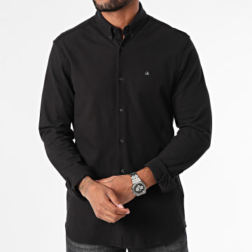 Calvin Klein - Camisa de manga larga de punto piqué 3311 Negro