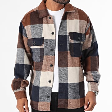 Jack And Jones - Surchemise A Carreaux Bradley Ollie Camel Bleu Marine Beige