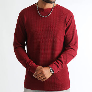 LBO - Textured T-shirt lange mouwen Wafel 1418 Bordeaux